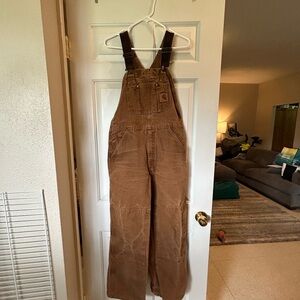 Carhartt Women's Brown Canvas Overalls with Dark Straps
